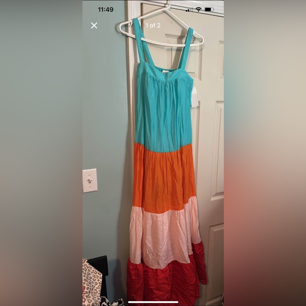 Aura Multicolor Maxi Dress - Teal, Orange, Red, Pink